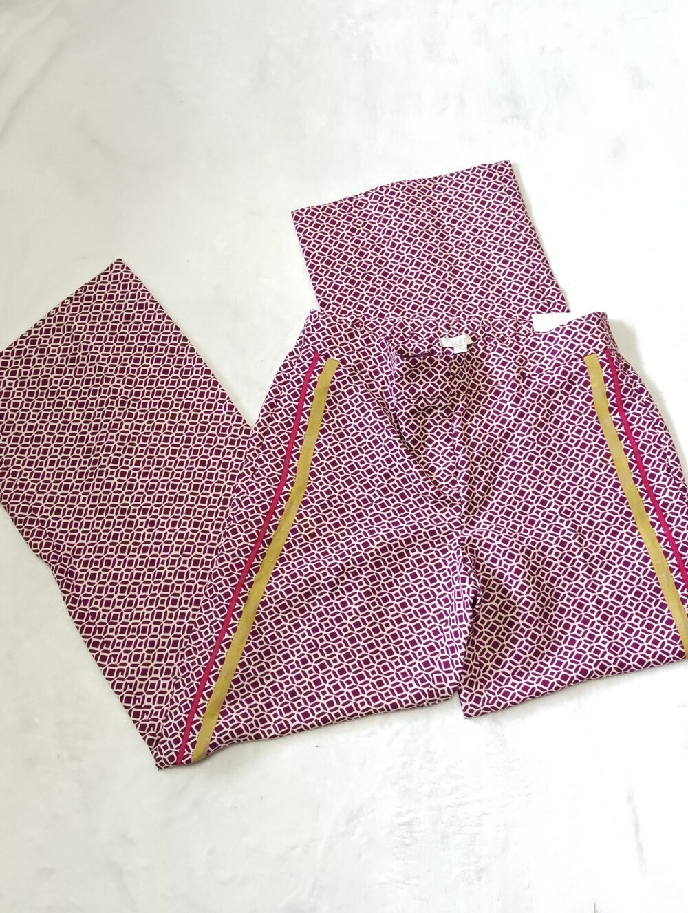 NWT linen blend patterned Loft Julie Wide Leg Trousers